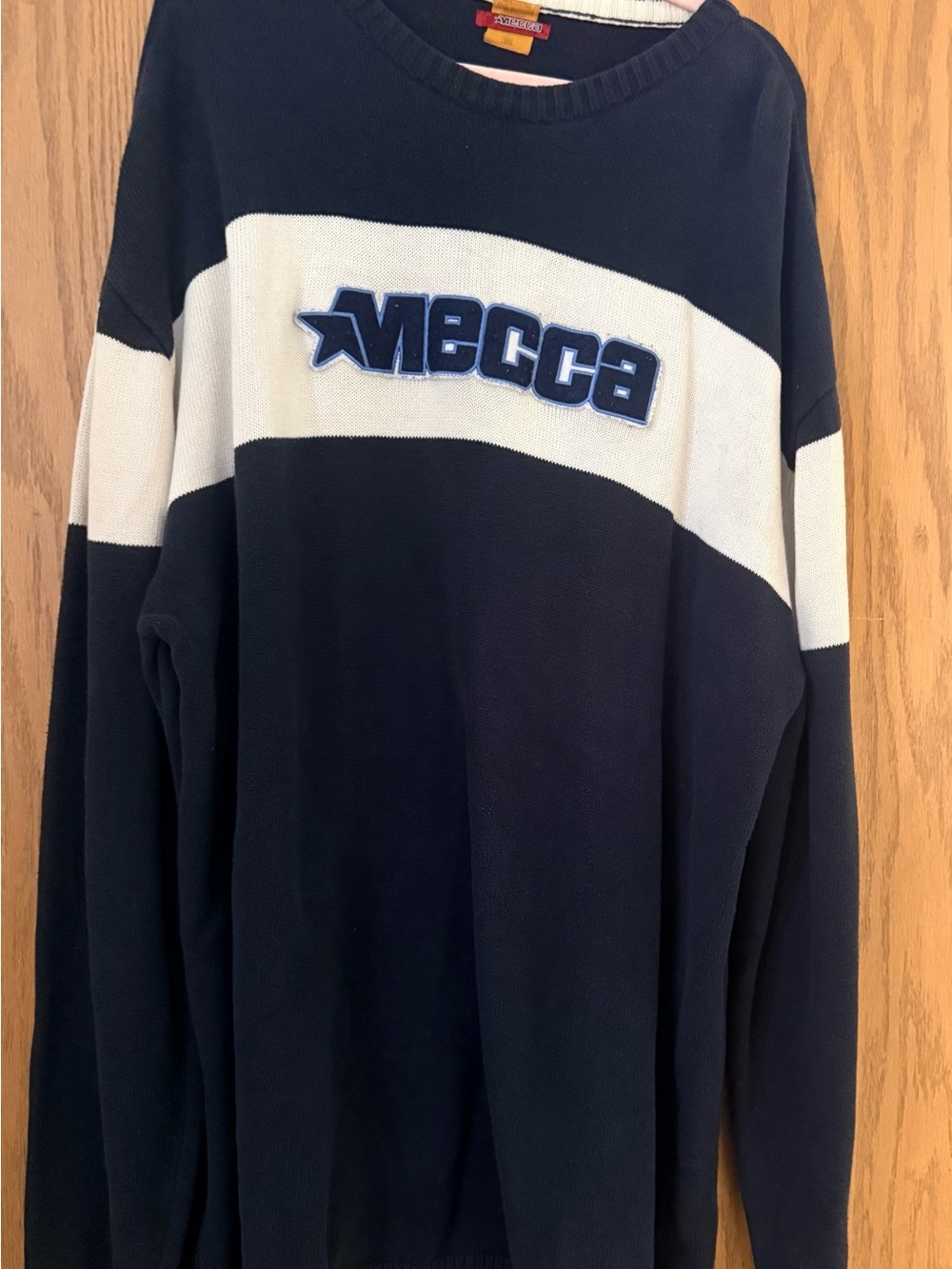 Mecca  Navy and White Striped Crewneck Sweater
